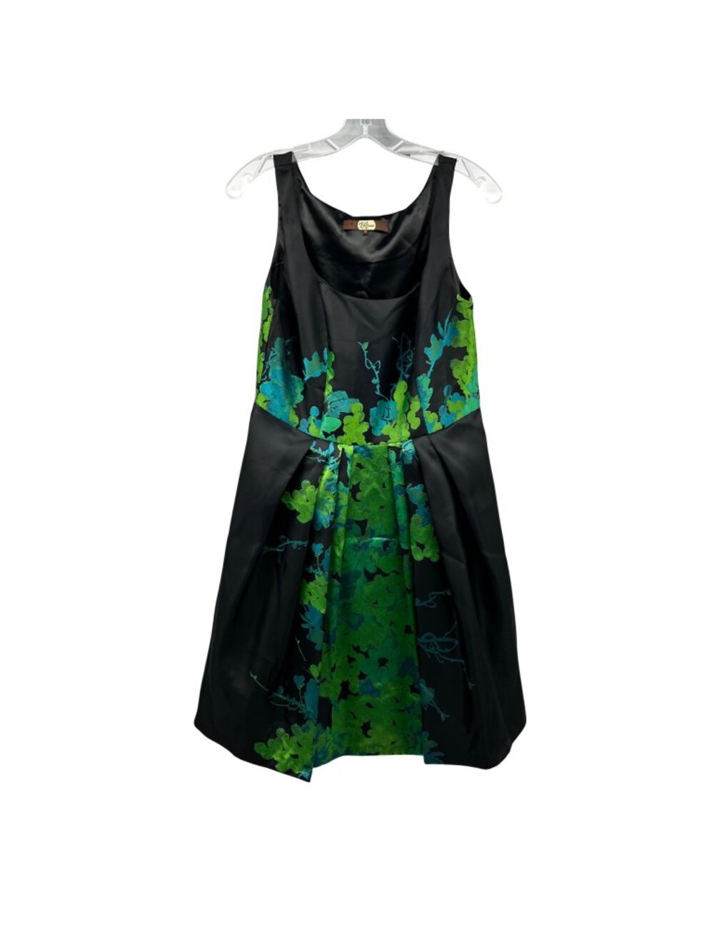 Eva Franco Jacquard A-Line Dress Grape Print Black/Multi Sleeve Size 10 New